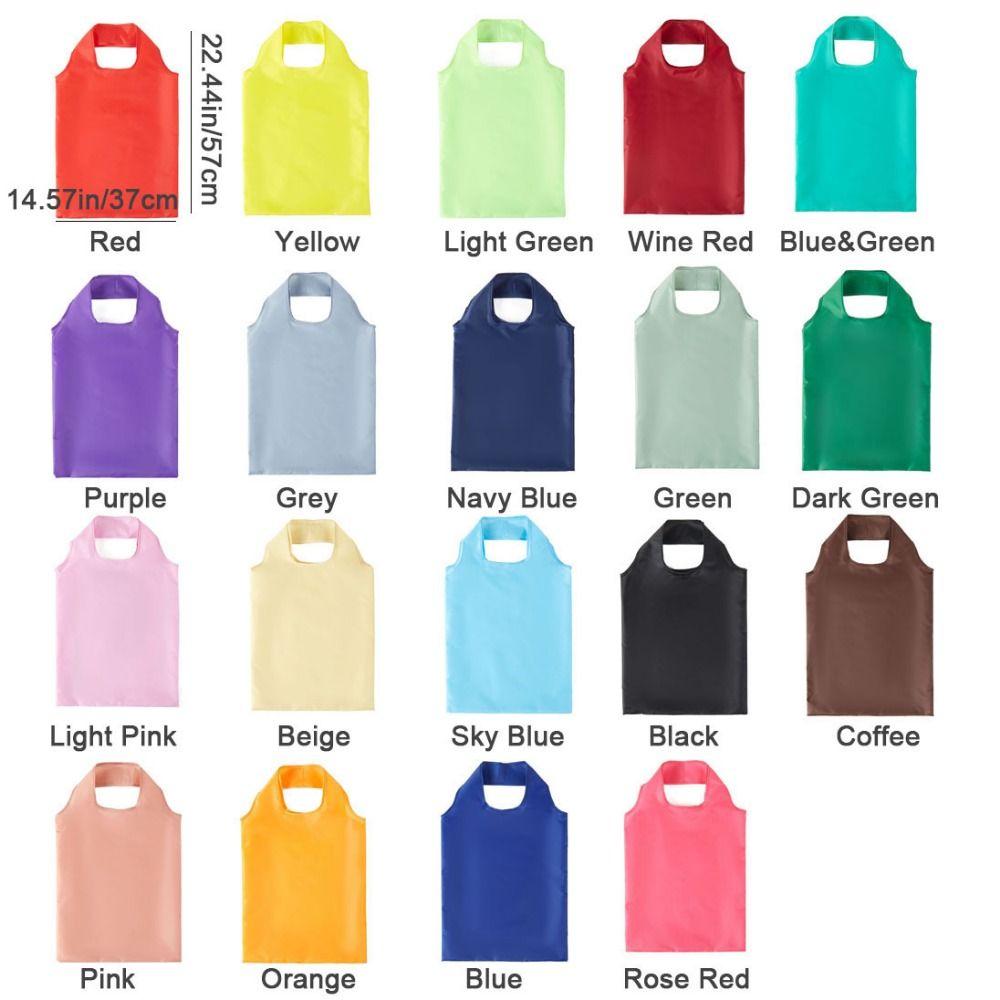 Practical Polyester Solid Color Shopping Bag Eco-friendly Foldable Grocery Package Bags Reusable Washable Grocery Purse Travel