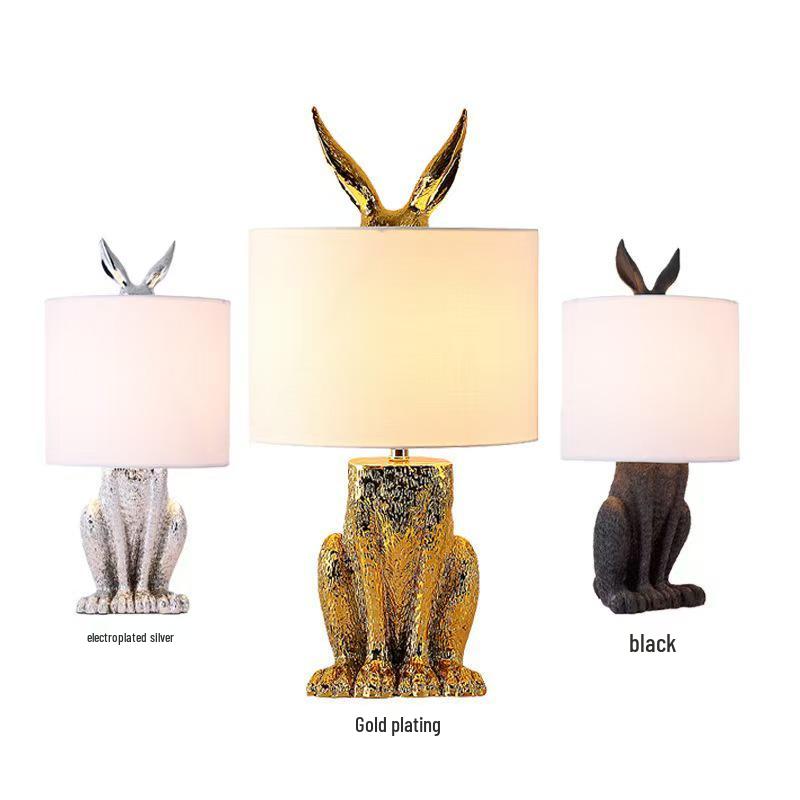 Nordic Minimalist Rabbit Table Lamp: Modern Bedroom/Bedside Resin Design