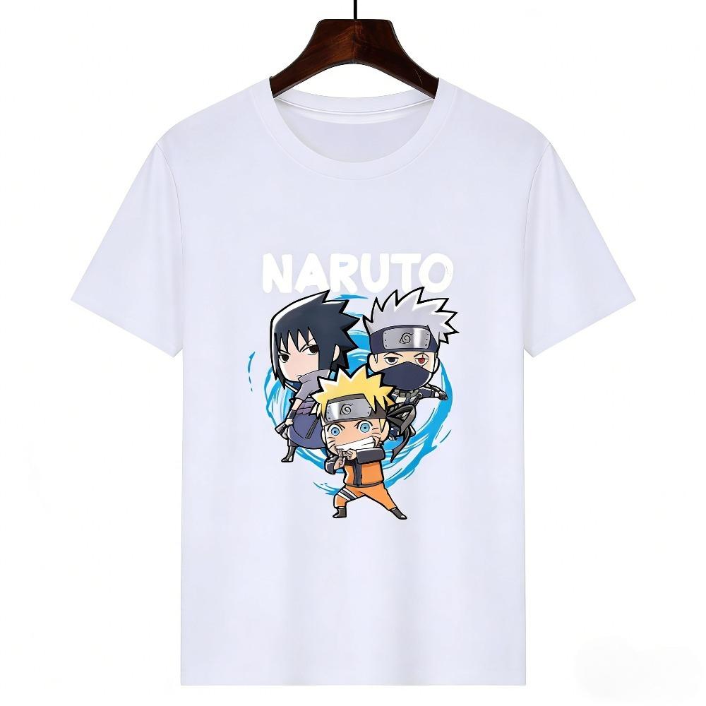 Naruto Kids Cotton TShirtAdult Boys Girls Family Matching Casual TeeAnime Chibi Team 7 Naruto Sasuke Kakashi Print Beige Tops 100