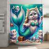 Shower Curtain Mermaid Cat Fish Tail Decoration Waterproof Home Bathroom Accessories Pet Lover Gift Idea