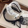 New Vintage Pastoral Lace Hair Band White Lace Bow Wrap Sweet Headband Elegant Embroidery Ribbon Headband Wedding Accessories
