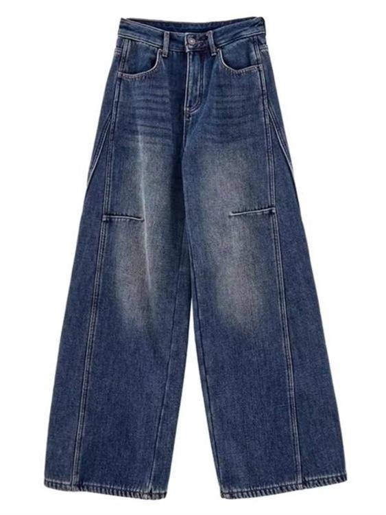 

Plus Size Retro High-Waisted Wide-Leg Jeans for Women - Trendy, Versatile, Slimming, Straight-Leg Pants 2XL: 155-165cm (67-73kg)