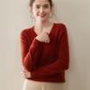 2025 Autumn/Winter Women's V-Neck Seamless Cashmere Sweater: Versatile Knitted One-Piece Pullover Base Layer