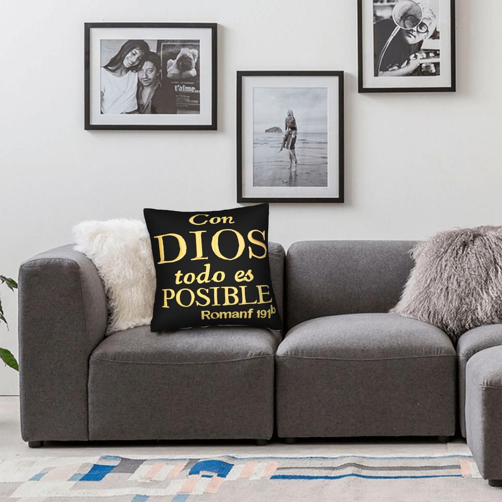Con Dios Todo Es Posible Pillow Case Print Pillow Cover For Living Room Bed Chair Morden Pillowcases