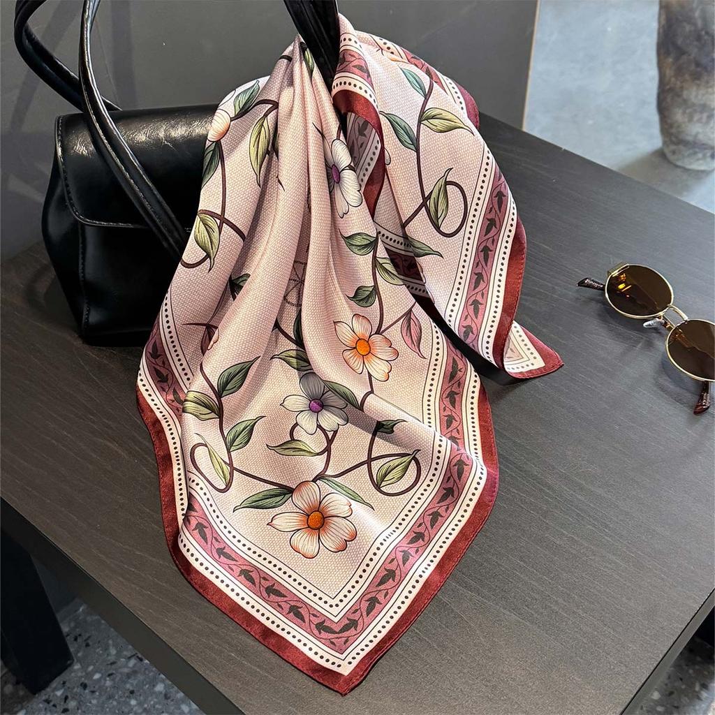 100% Pure Silk Scarf Women Neck Foulard Square Headband Scarves Bandana New Small Hijab Print Poncho Scarves Pashmina 53Cm