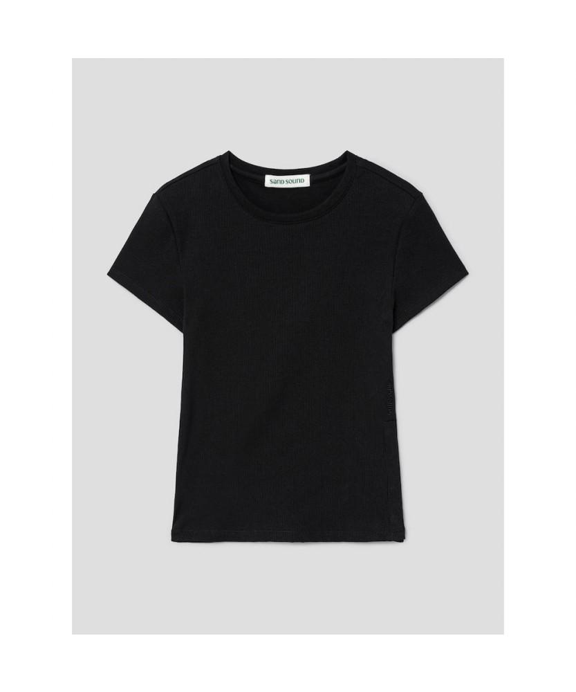 Saendeusaundeu (Women) Basic Side Slit T-Shirt Black