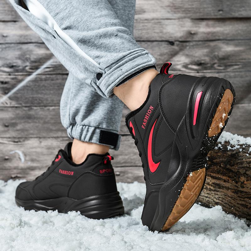 Men's autumn and winter warm cotton shoes fashionable sports casual shoes slippery heightening lightweight trendy running shoes