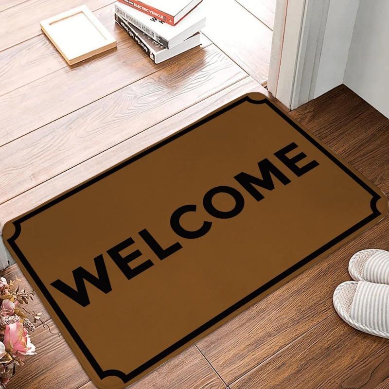Welcome Area Rug Retro Carpet Floor Mat Doormat Durable Doormat Home Entryway Outdoor Decor Washable Non-Slip Minimalist