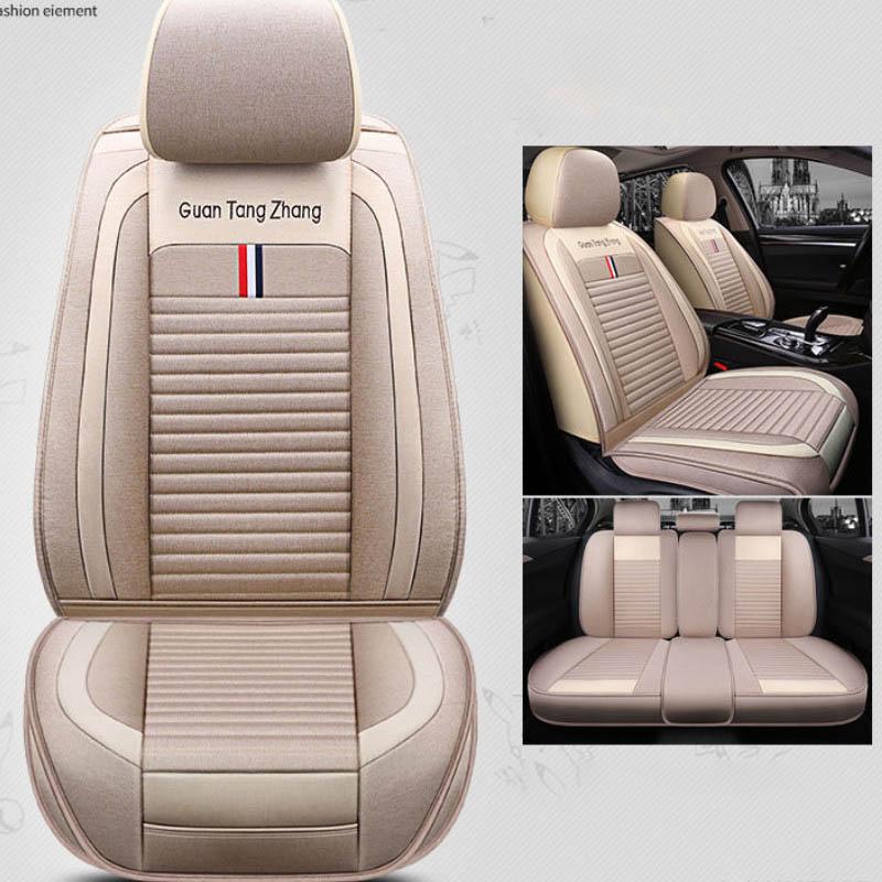 

Льняной чехол для автомобильного сиденья премиум-класса, комплект передних и задних дышащих льняных подушек для сидений, универсальный автомобильный защитный чехол для 5 пассажиров, авто