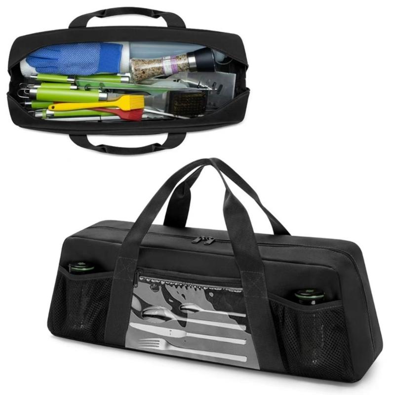 Practical Barbecue Utensils Storage Bag Waterproof Oxfords Fabric For Grill Tools Outdoor Cooking Essential