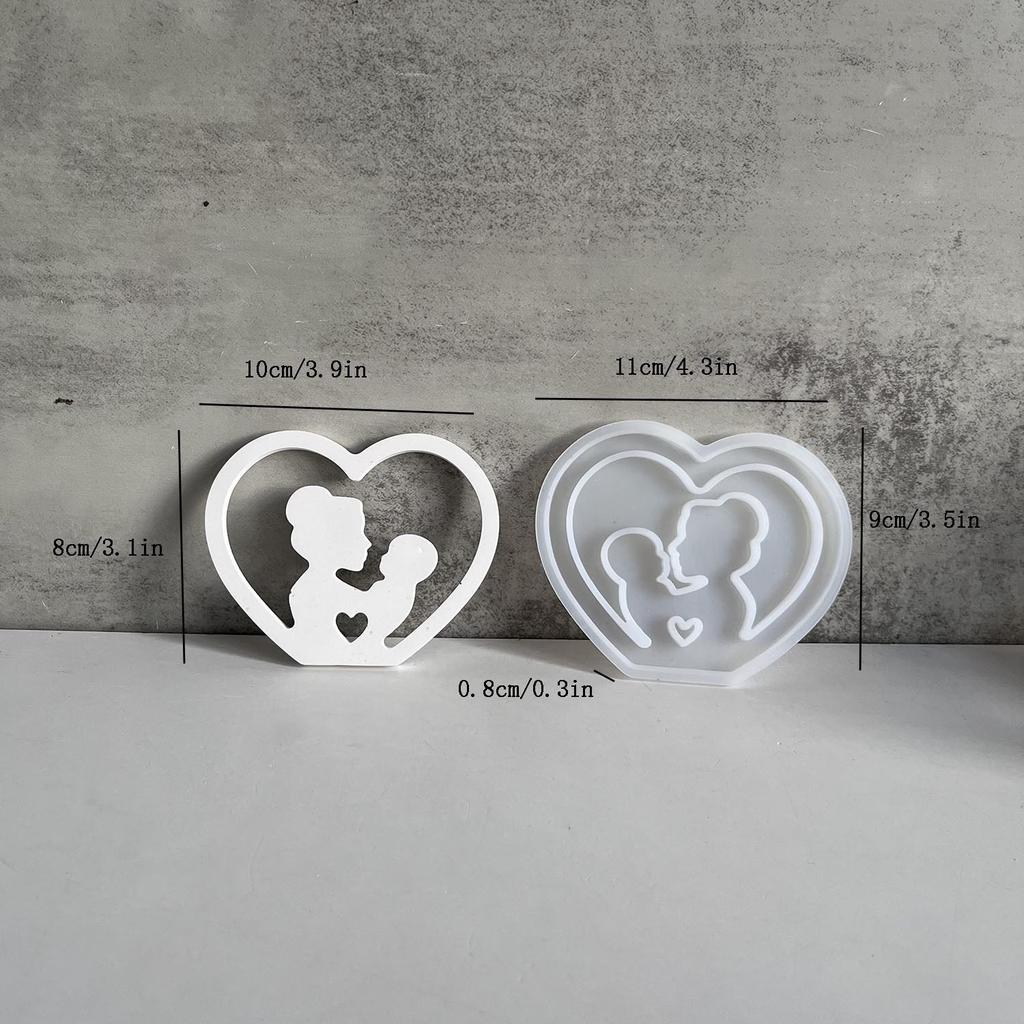 Mother's Day Heart-shaped Ambient Light Silicone Mold Mama Love Mother Portrait Decorative Plaster Drip Mold