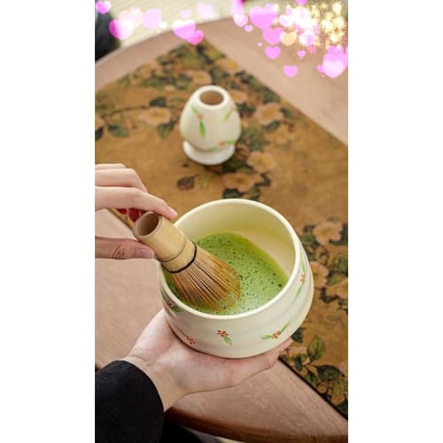 Hyakubontate Teseremoni Redskapssett med Matcha Visp - 4-delers sett med Chasen Holder, Chashaku og Chasaju (Teskje) - Det perfekte oppsettet for Pr