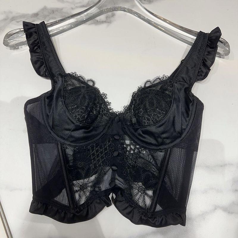 Big eyes lace fishbone steel ring chest pad small chest beautiful women sling vest s [recommended 32/70abc] чёрный