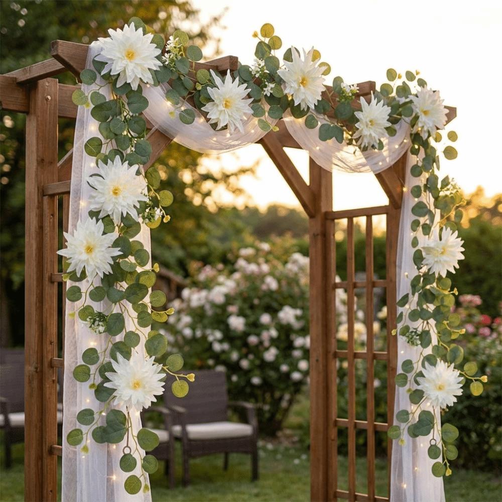 Romantic Eucalyptus Leaf Money Leaf Vine Plastic Realistic Chrysanthemum Vine Handmade Lifelike Fake Hanging Plants Scene Layout