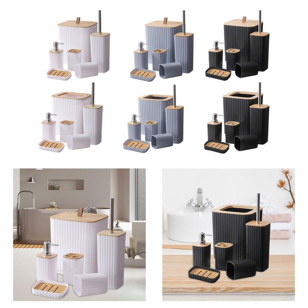 6 Pieces Bathroom Accessory Set Toilet Brush Decorative Sturdy Modern Toothbrush Holder Lotion