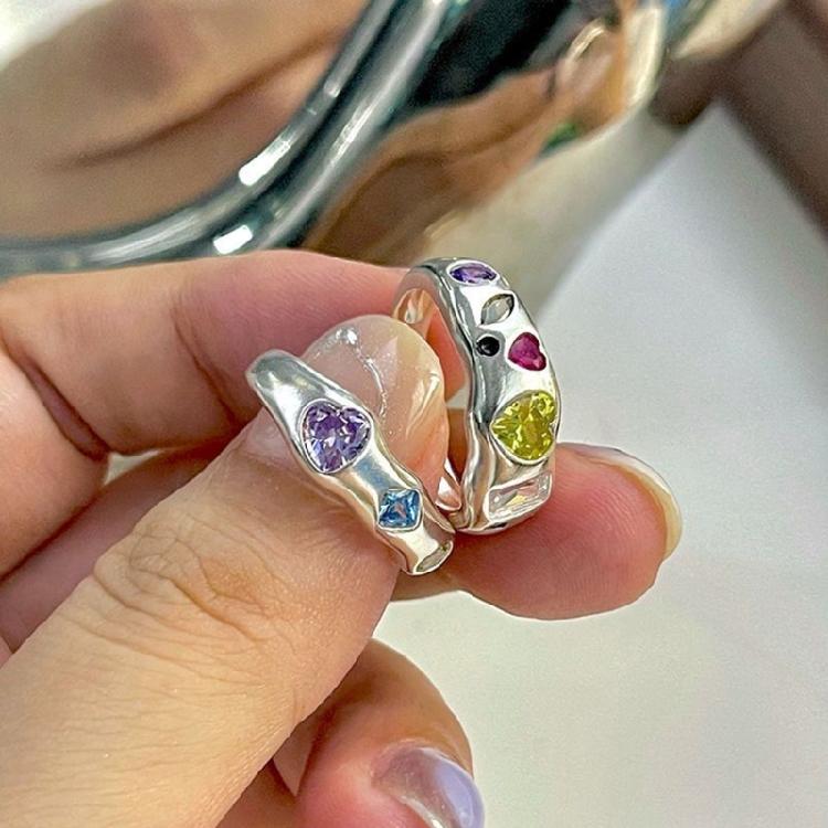 Sparkling Inlaid Zircon Ring Fashion Jewelry Promise Engagement Ring for Women