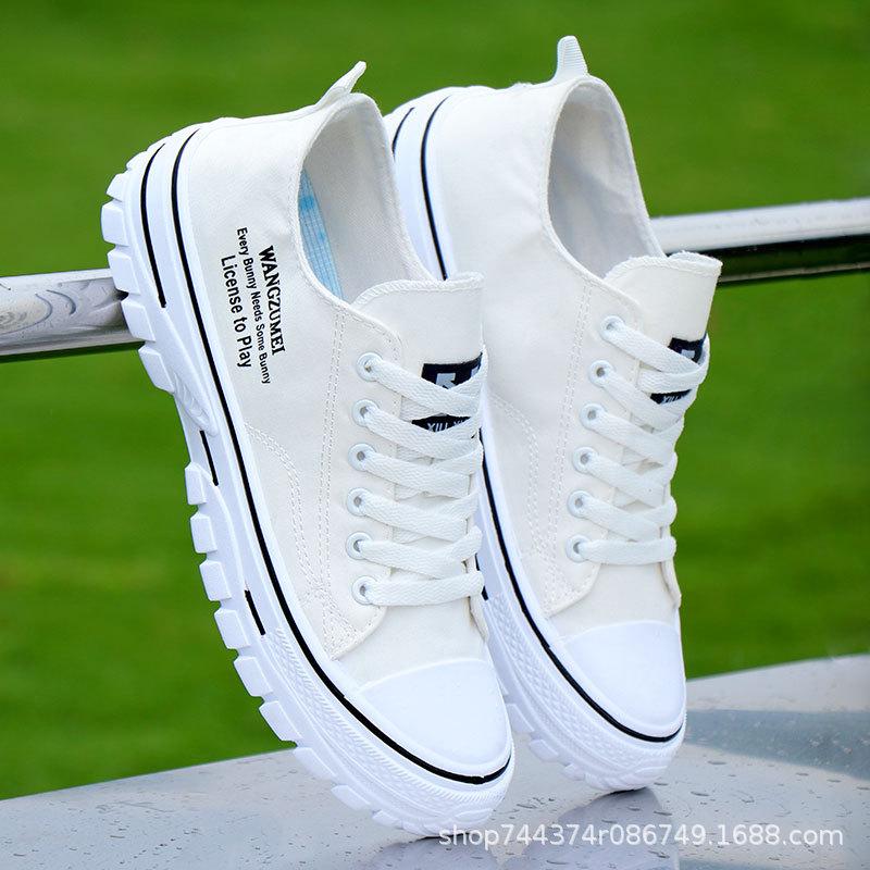 Canvas Spring and Autumn Breathable Casual Shoes Thick Baseplate Shoes Heightened and Comfortable