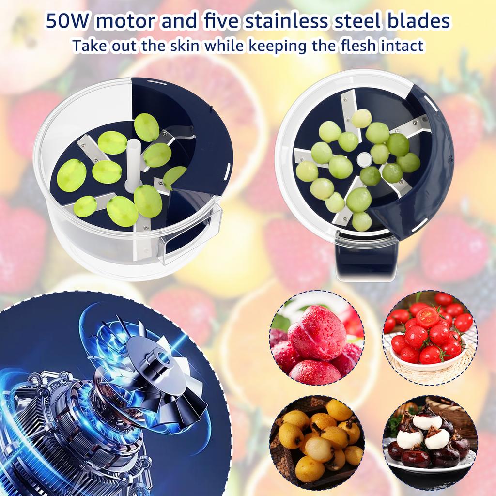 One-click Press Fruit Peeler Wireless Electric Grape Peeling Machine Small Fruits Automatic Peeling Gadgets for Home Camping Use