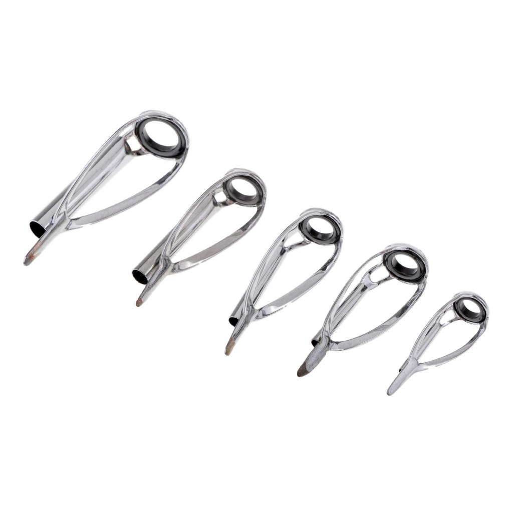 7 Pièces Guides de Canne à Pêche en Acier et Céramique Kit de Réparation de Canne Anneaux d'Oeil de Pointe de Canne DIY 7 Tailles Mixtes Accessoires pour Cannes à Pêche
