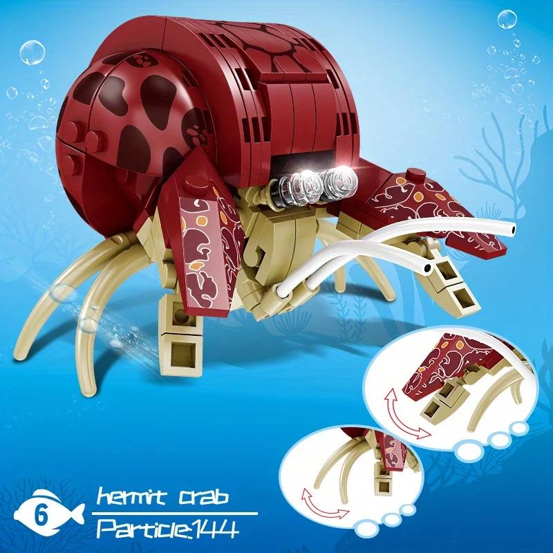 Sea Animal Model King Crab Hammerhead Shark Lobster Building Blocks, Halloween Decoration, Christmas Gift, Educational Toys