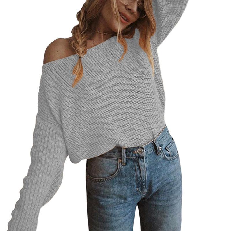 Premium Plus Size Autumn Womens Sweaters Off The Shoulder Pullover Sweater Long Sleeve For Stylish Comfort