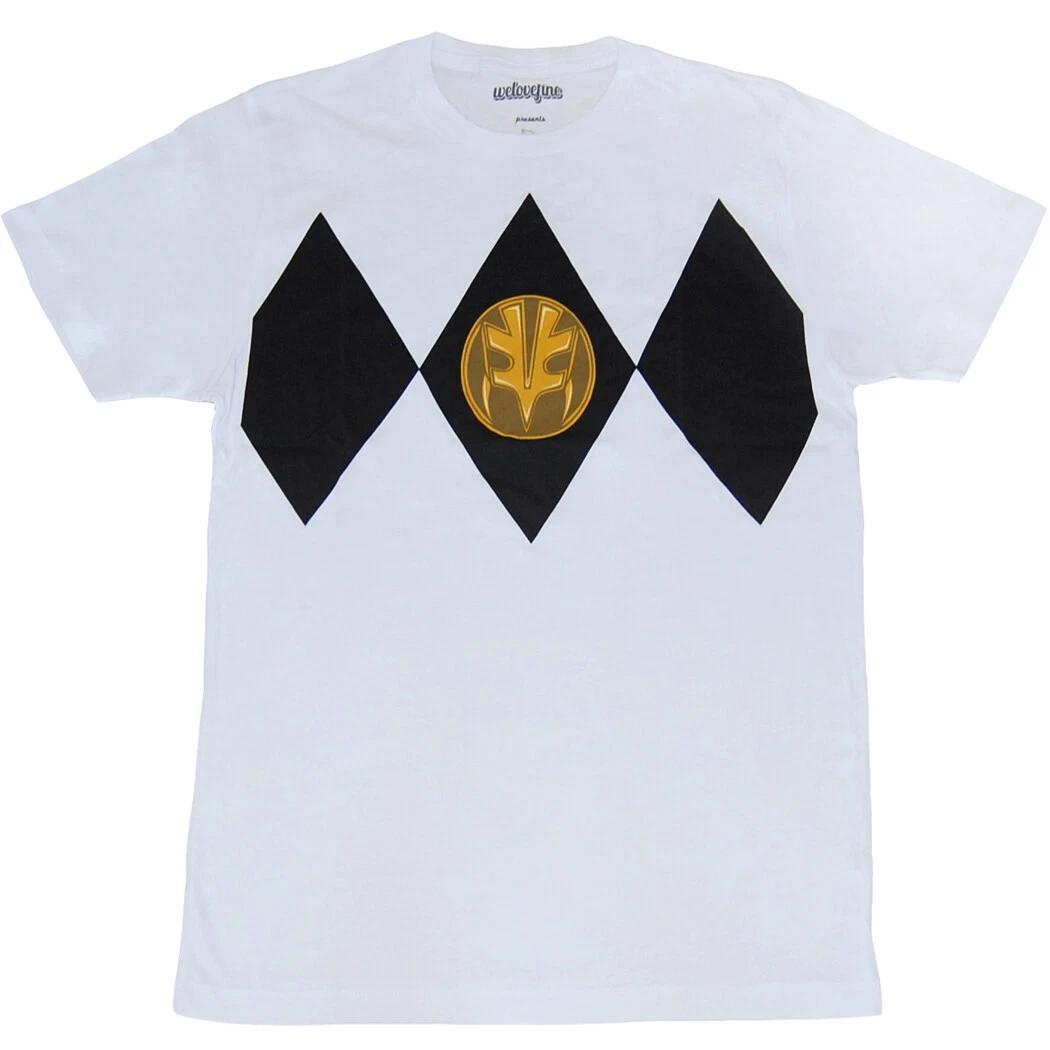 Power Rangers White Ranger Costume 100% Cotton T-shirt Mens Tees Top S