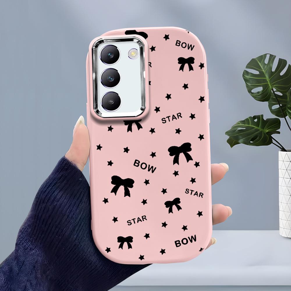 For OPPO A18 A38 A54 A60 A96 Reno12 F 8T 8Z Vivo V30 V40 Y15s Y22 Y27 Y30 Y36 Bowknot Star Design Soft Silicone Candy Color Phone Case