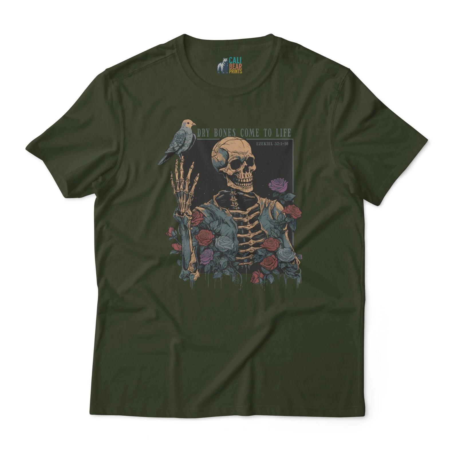 

Dry Bones Come to Life Skeleton T shirt - Ezekiel 37:1-10 - Unique Graphic Tee 4XL