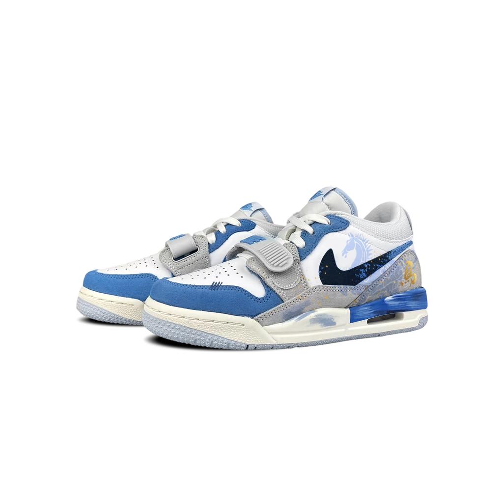 Jordan Legacy 312 Abrasion Resistant Low top Vintage Basketball Shoes Unisex White Blue CD7069-141(Team373-)
