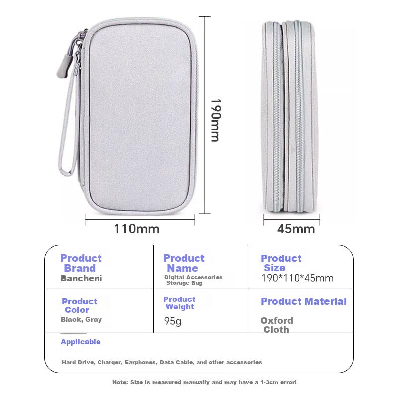 Banzheni Digital Data Cable Storage Bag, Portable Travel Charger, Hard Drive, Headphones, Mouse, Power Bank Accessories Storage Pouch