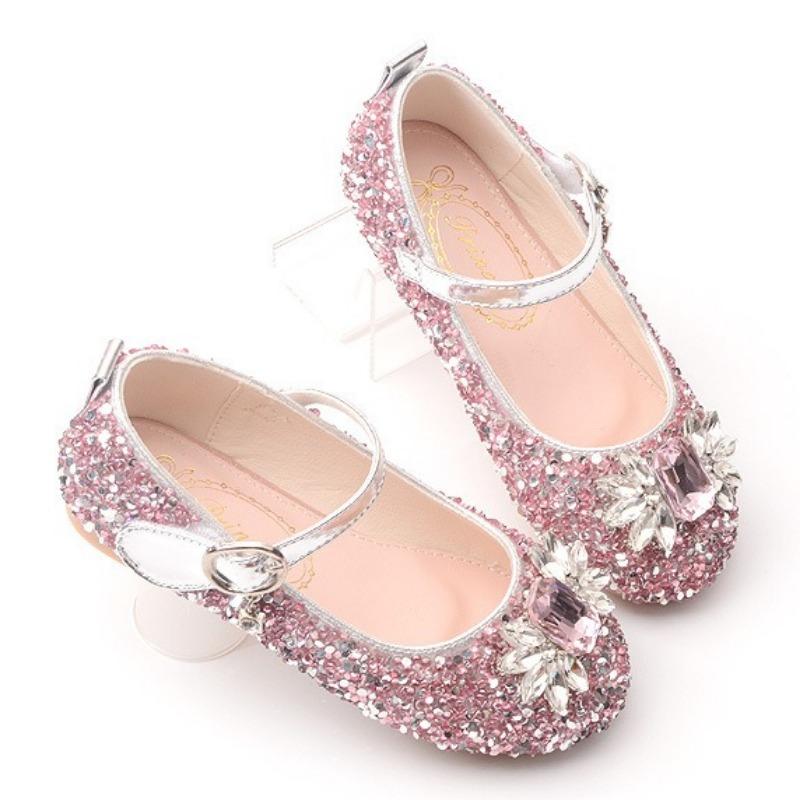 Mädchen Modische Prinzessin Schuhe Kinder Kristallschuhe mit Kleid Performance Schuhe Laufsteg Weichsohlige Kleine Lederschuhe