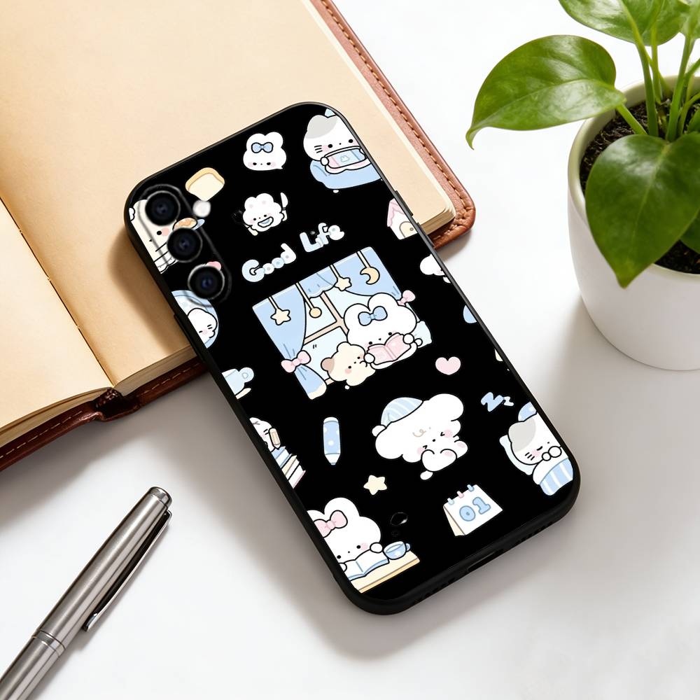 

cute Phone Case Black Silicone Soft For Samsung Galaxy A73,A72,A71,A70,A53,A52,A51 Samsung a71 4g