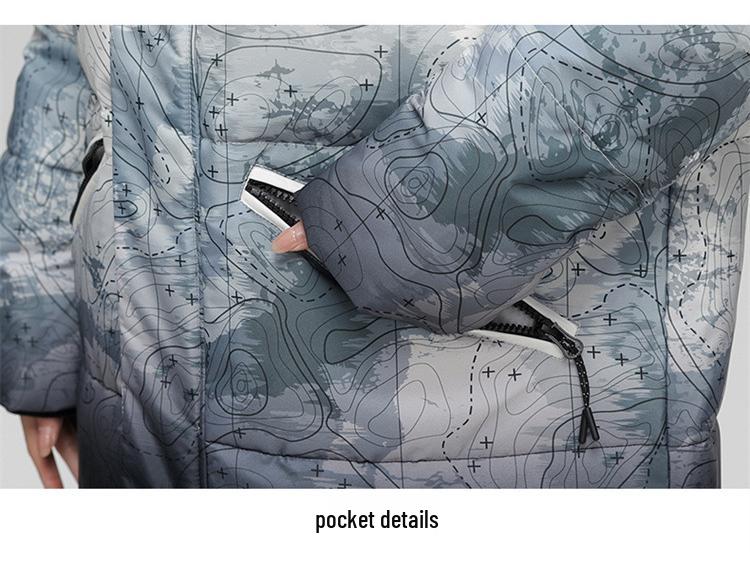 Doudoune d'hiver mi-longue pour homme à dégradé, double fermeture éclair - Style 2025, Épaisse pour l'aventure en montagne enneigée, Mode transfrontalière.