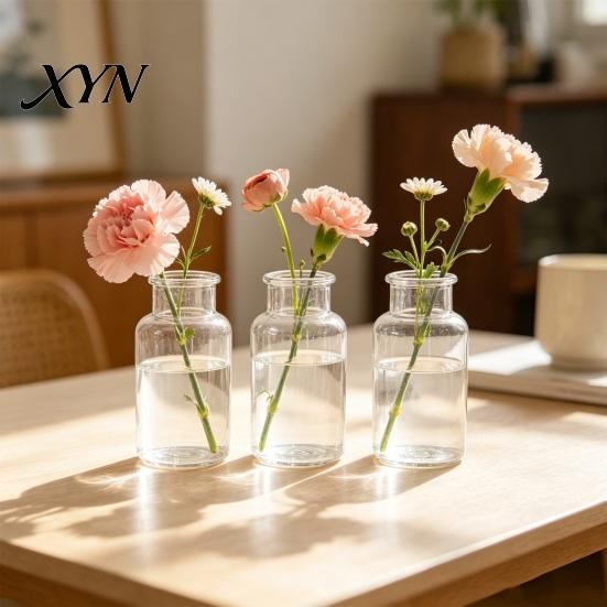 Stylish Table Centerpiece Small Vases for Flowers, Mini Clear Glass Bud Vases, Durable Practical Vase Flower Wedding Home Decor, Housewarming
