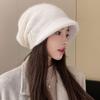Women's Winter Cubic Point Brimmed Earflap Beanie Hat