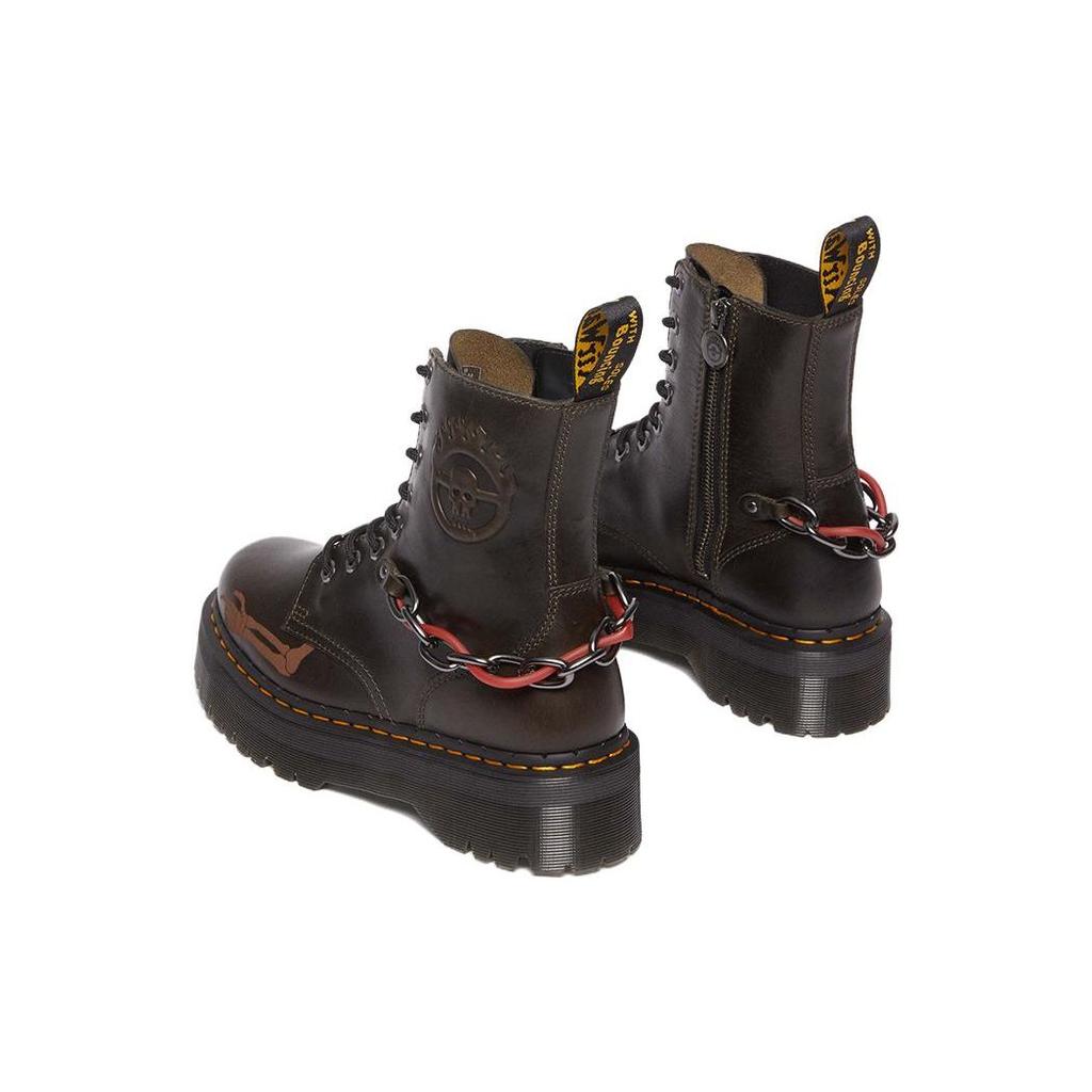 Dr. Martens Warner Bros. X Jadon Series Kožené Kulatá špička Šněrovací Pohodlné Krátké Martensky 5cm Unisex boty Tmavě šedohnědé 31746302