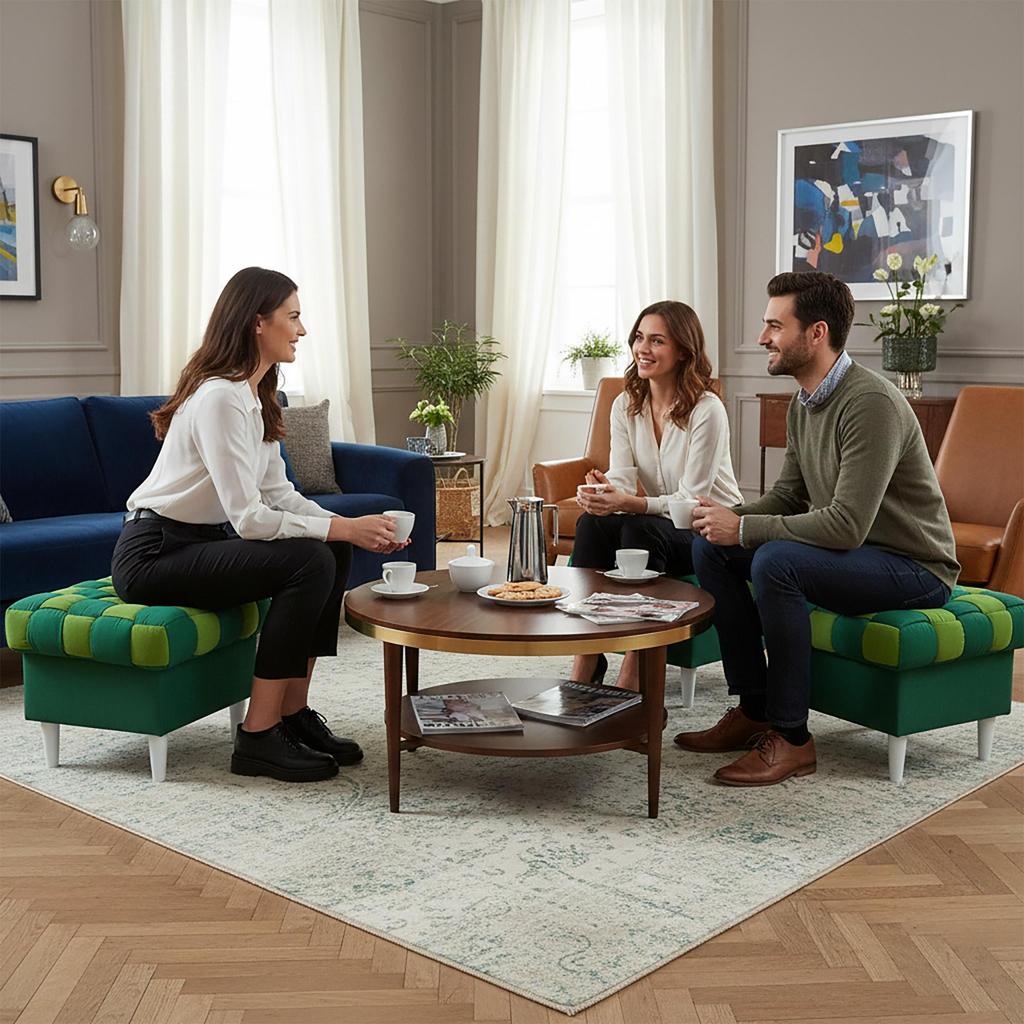 Pufa puf podnóżek ARI z pojemnikiem schowkiem do siedzenia przechowywania Family meble