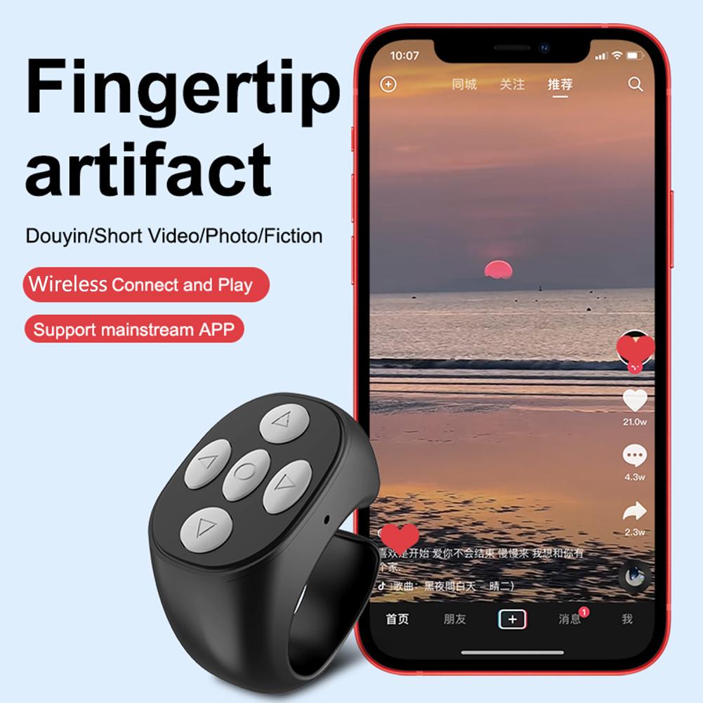 Wireless Bluetooth-compatible Selfie Video Controller Portable Automatic Page Turner Browsing Type-c Charging for Mobile Phone