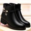 Fashion Winter Boots Women's Waterproof Warm Leather Mother Cotton Boots Fashion Black Mid Heel Plush Snow Boots Soft Sole Short Boot