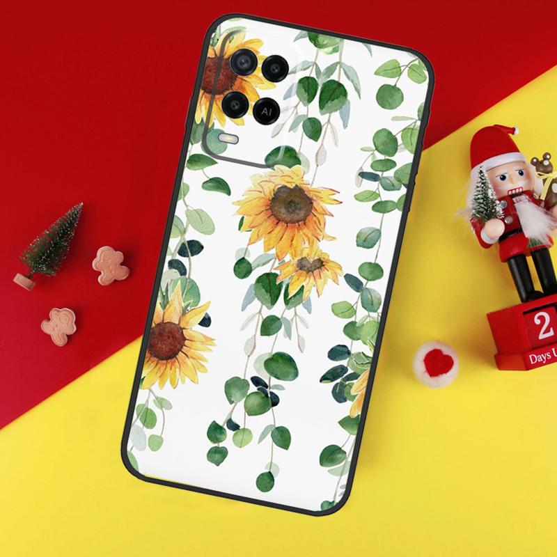 Sunflower Case For Oppo A94 A74 A54 A60 A40 A80 A16 A76 A96 A98 A58 A78 A18 A38 A57 A17 A15 A5 A6 Pro