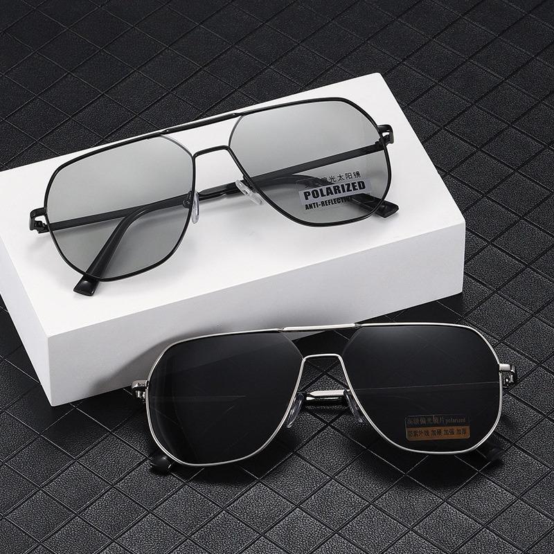 New Metal Polarized Double Beam Pochromic Sunglasses For Men Drive Night Vision Glasses Fashion Shade For Men Women