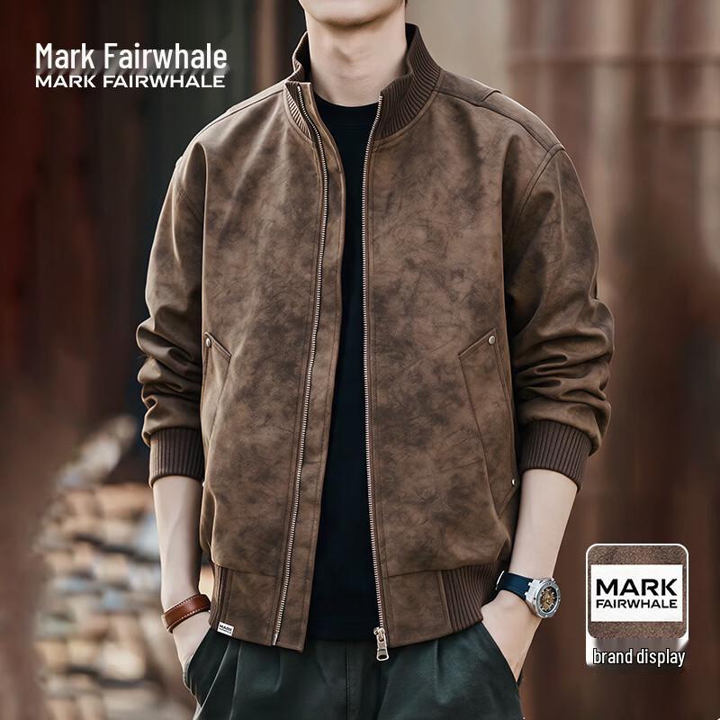 MARK FAIRWHALE Men's Casual PU Leather Jacket