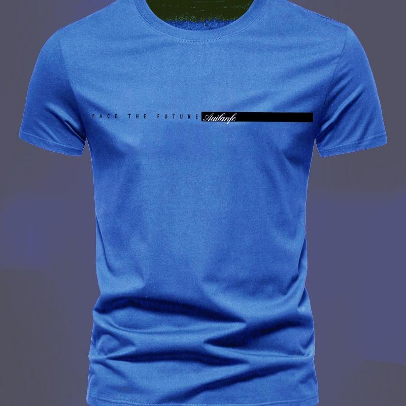 Sommer Herren Freizeit Sport locker übergroß einfach Buchstabenmuster bedruckt Rundhals Kurzarm T-Shirt Top