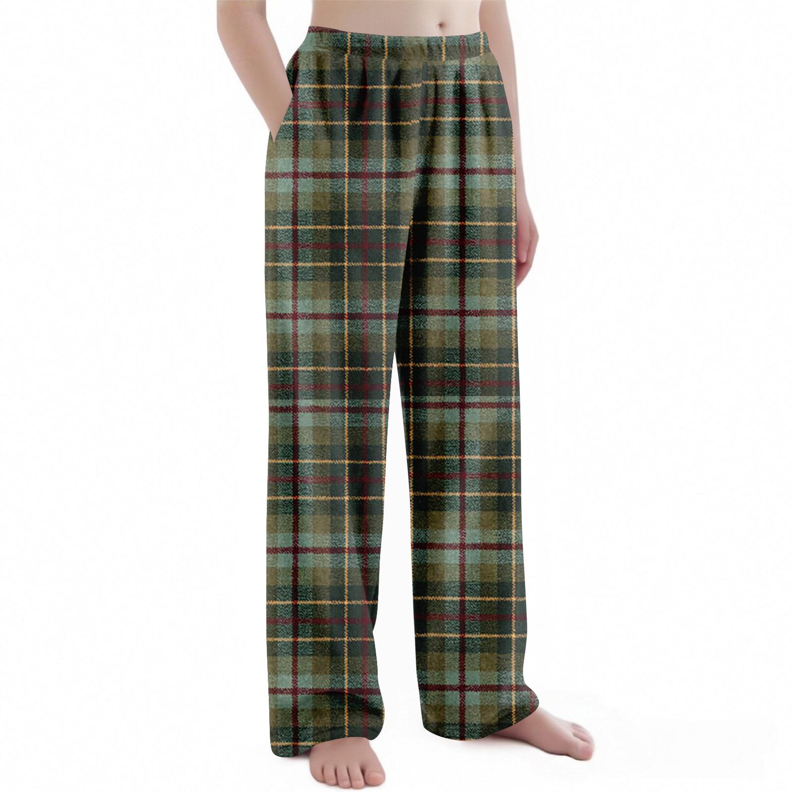 

Детские рождественские брюки с клетчатым принтом, плюшевые повседневные брюки 130