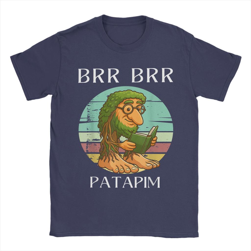 BRR Patapim Reading Book Funny Italian Brainrot Meme T Shirts for Men 100% Cotton T-Shirt Round Collar Tees Short Sleeve Clothes