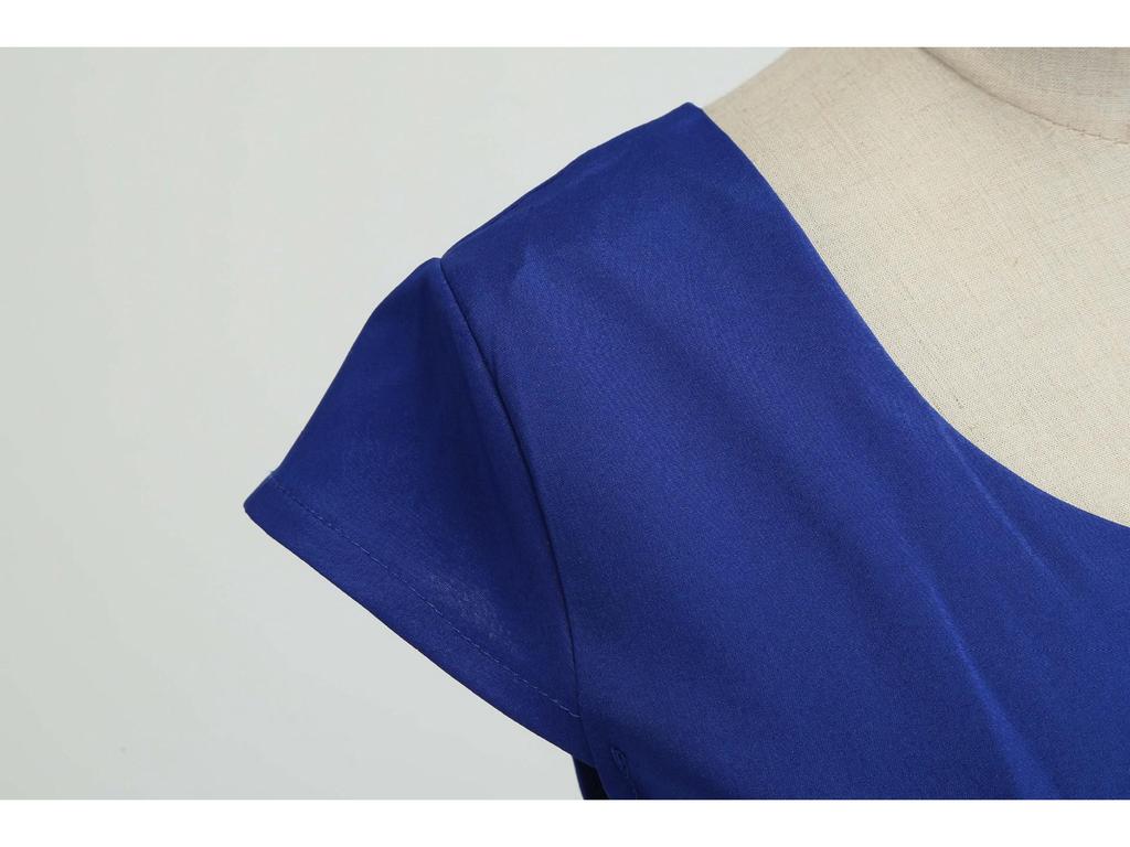 Kurzärmliges Swing-Kleid im Retro-Hepburn-Stil mit hoher Taille