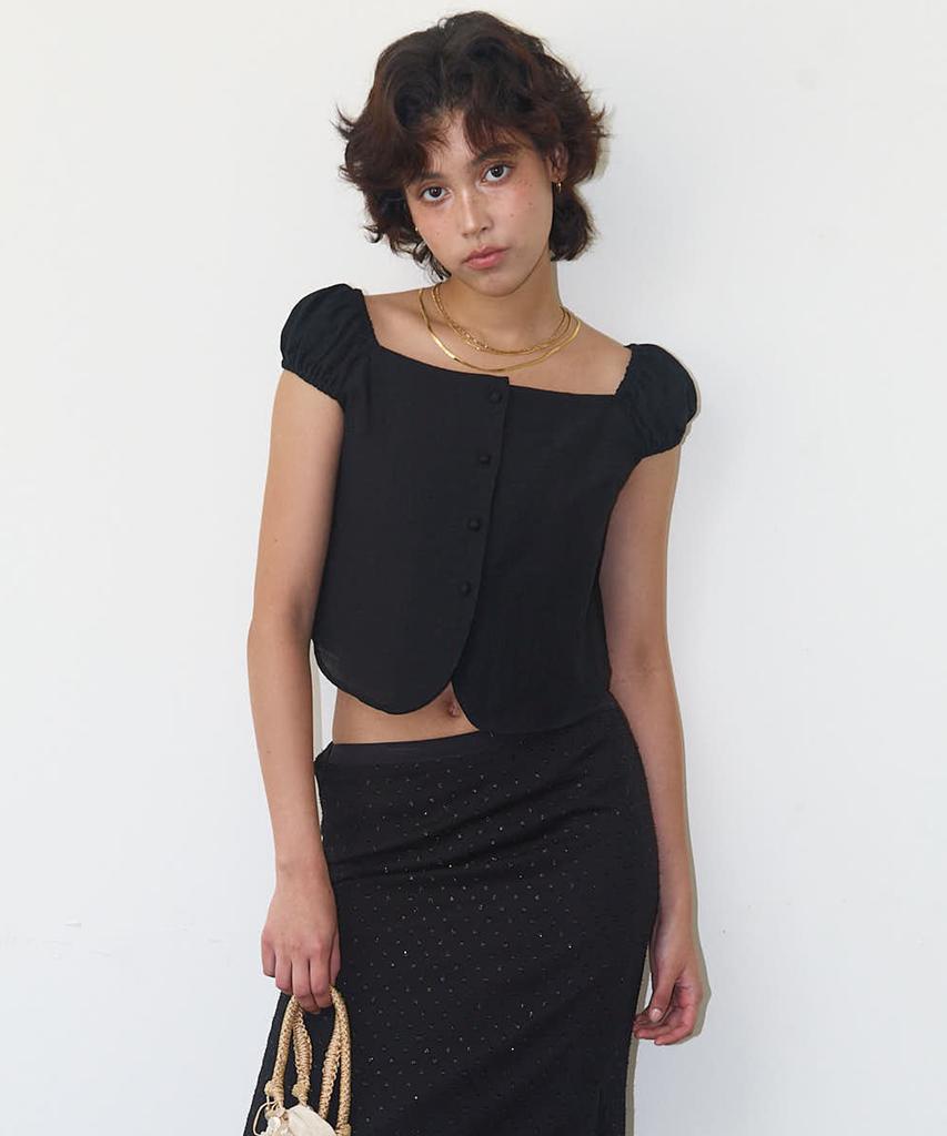 SHHSTUDIO Round Cut Blouse_Black