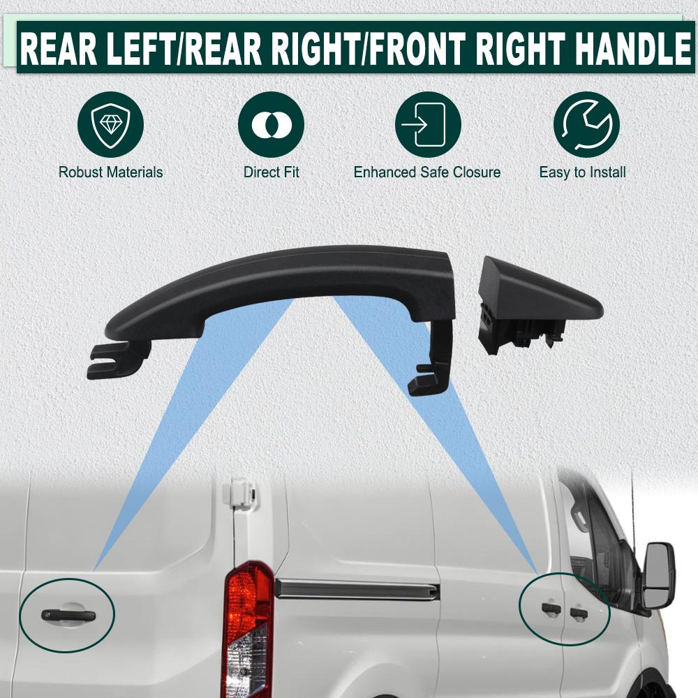 Exterior Sliding Door Handle Front Rear Left Right For Ford Transit 2015- Matte Black Outside Door Handle 1838739 1769292