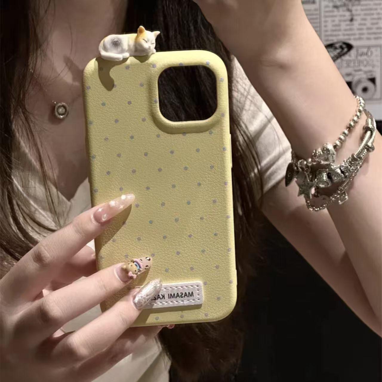 

Милий мультяшний кулон для телефону у вигляді котика - Маленька прикраса в ляльковому стилі Without Phone Case