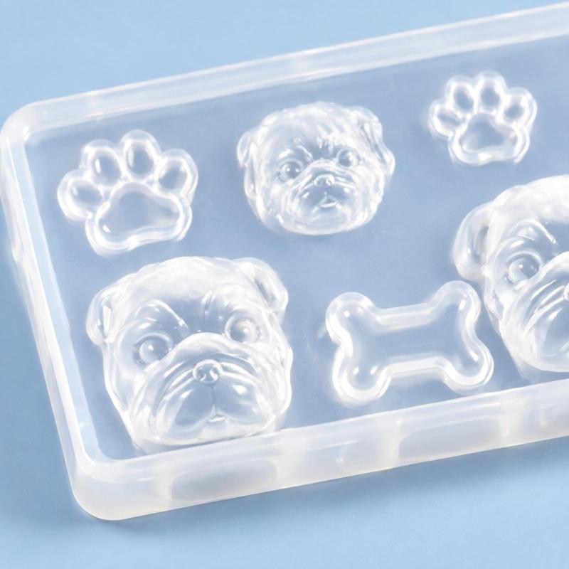 Assorted-Cavity Dog Casting Mould with Pet-Themed Motifs and Flexible Construction for Candle and Resin Craft Projects